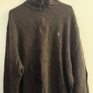 Ralph Lauren Men's Dark Brown Zip-Up Sweater